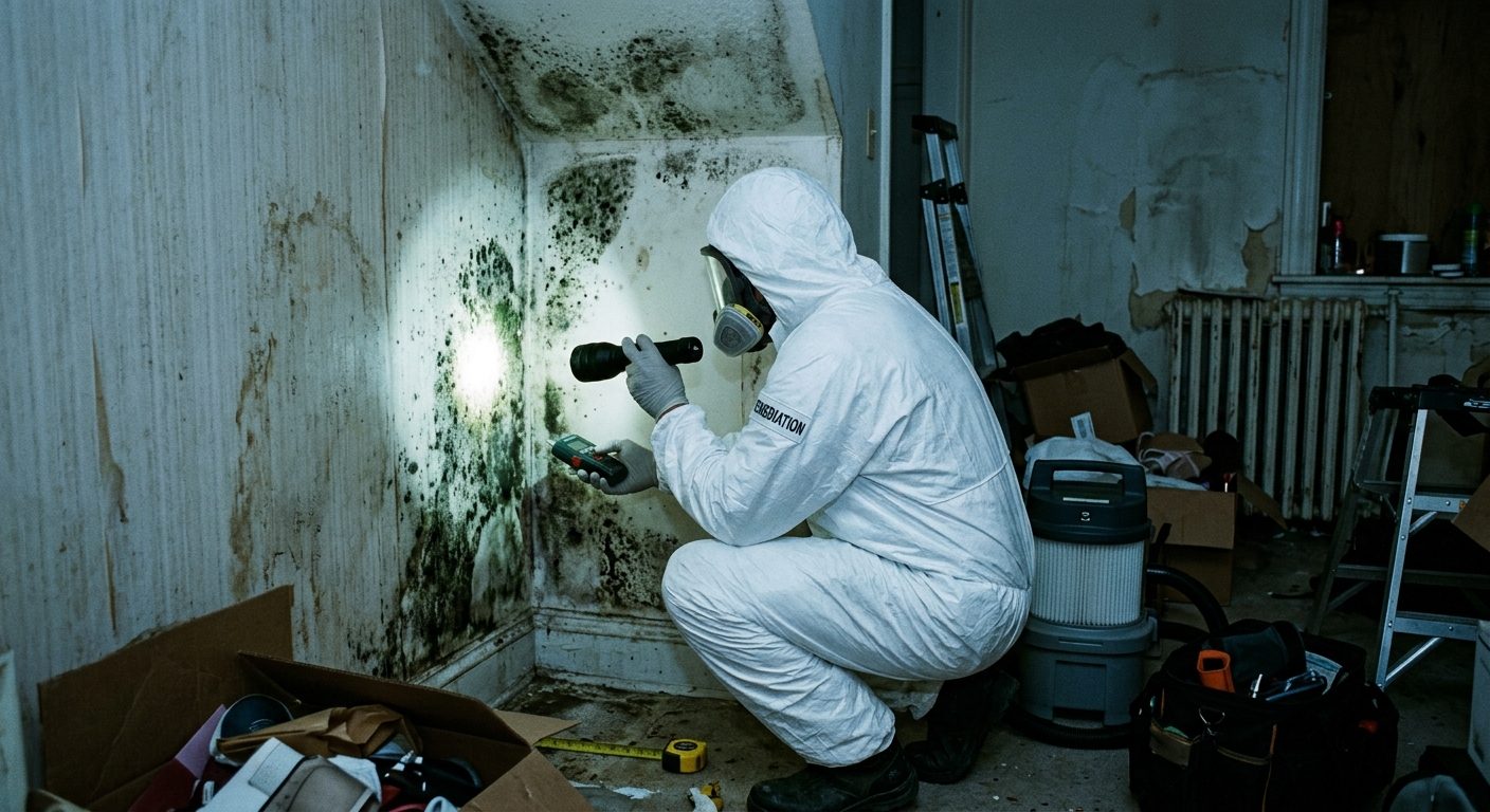 Environmental remediation inspection inside an apartment unit
