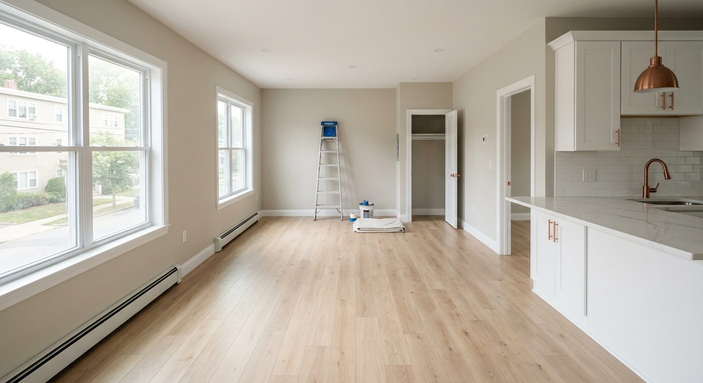 Freshly prepared multifamily unit interior during turnover